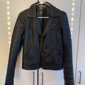 Faux leather moto jacket